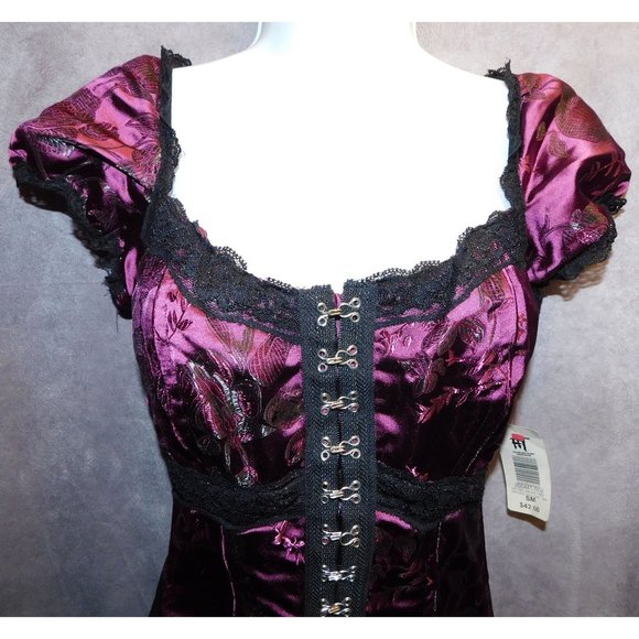 Y2K Discontinued Tripp Purple Brocade Gothic Boned Top NWT - Picture 8 of 9